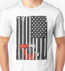 Guantanamo US Flag Political T-shirt. Prisoner behind bars. Unisex T-Shirt