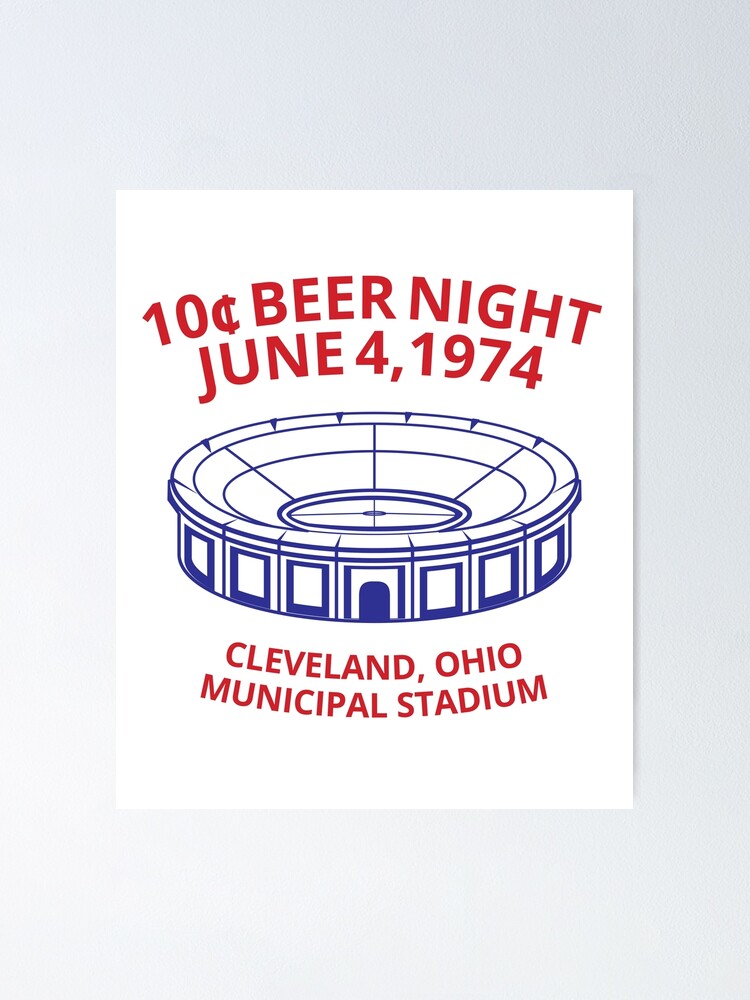 Framed Vintage 10 Cent Beer Night Baseball Cleveland Indians Flyer