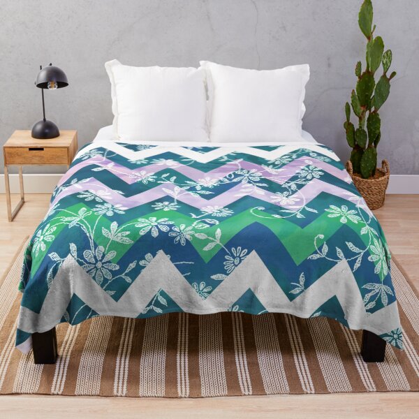 Item preview, Summer green chevron with flowers designed and sold by popping daisy.
