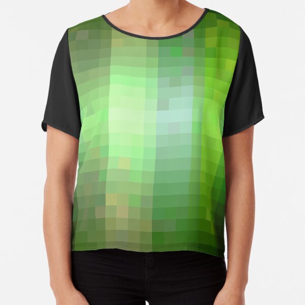 Pixelated Green Stripes Chiffon Top