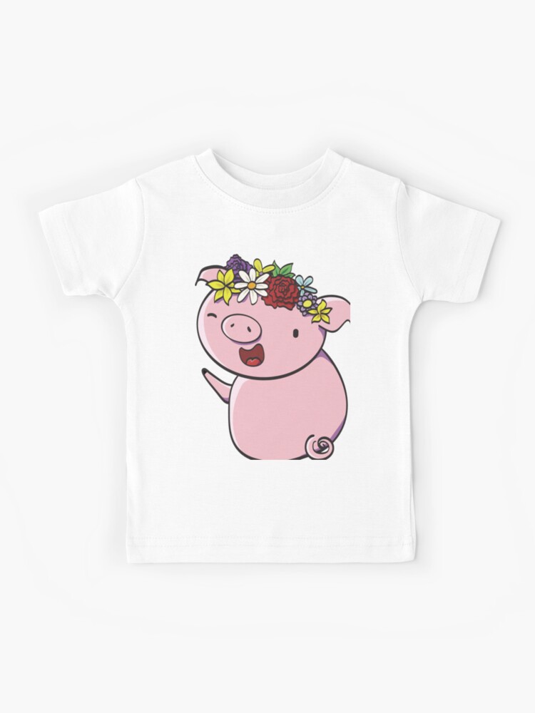 Flower Pig Kids T Shirt By Addymay Redbubble - roblox piggy t shirt by noupui redbubble