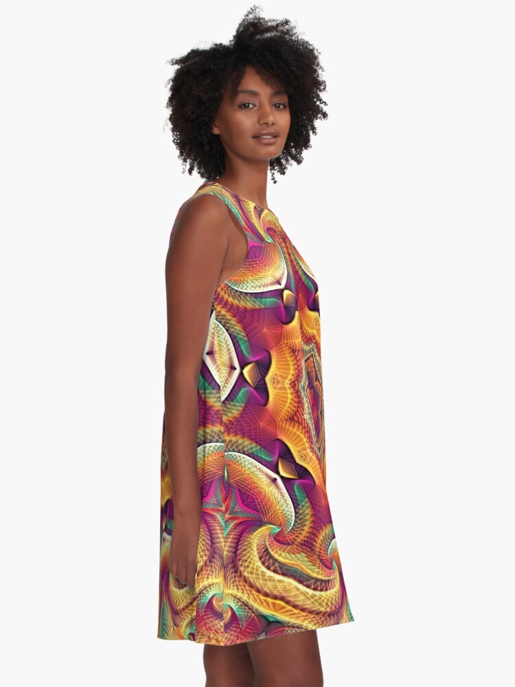 Alternate view of Flower Of Life Mandala (Shambhala) A-Line Dress