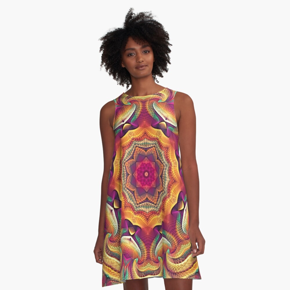 Flower Of Life Mandala (Shambhala) A-Line Dress