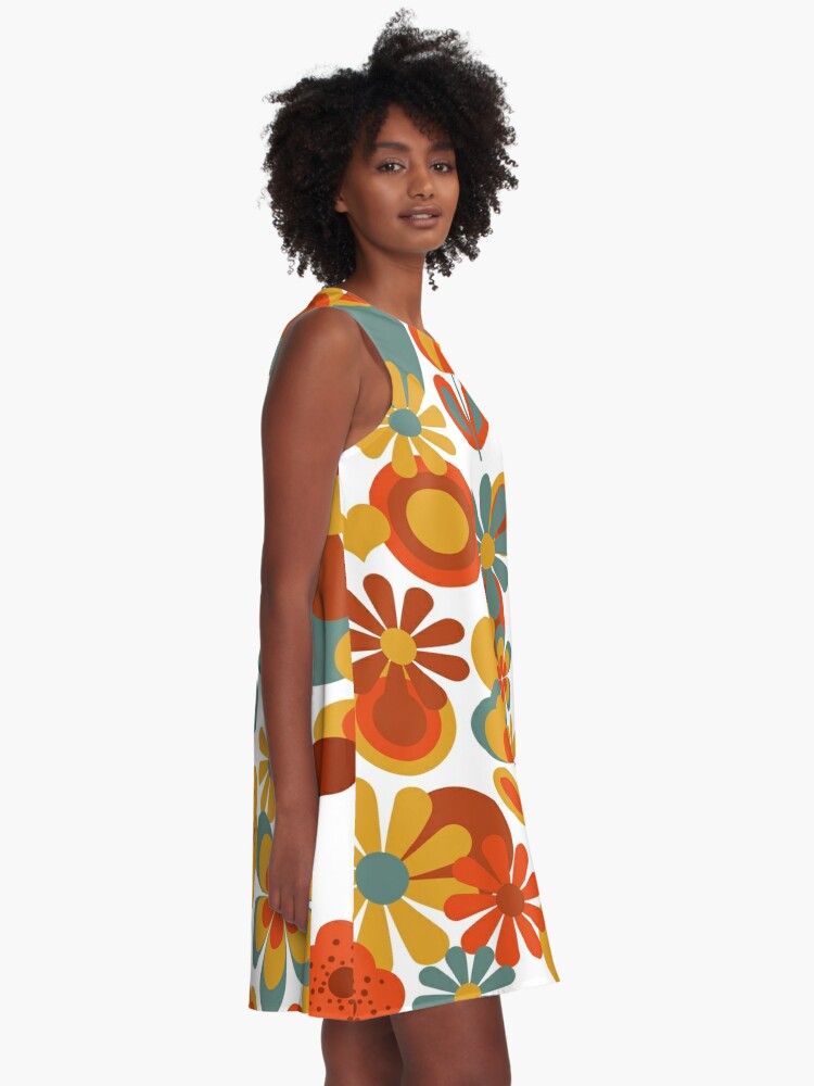 70s flower pattern dress