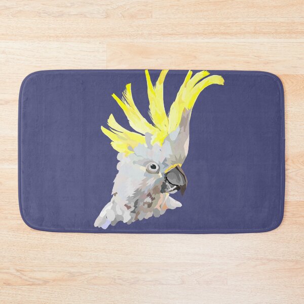 Item preview, Sulphur crested cockatoo- navy blue background Geometric Art Low Poly designed and sold by Wendy Steinberg Artist.