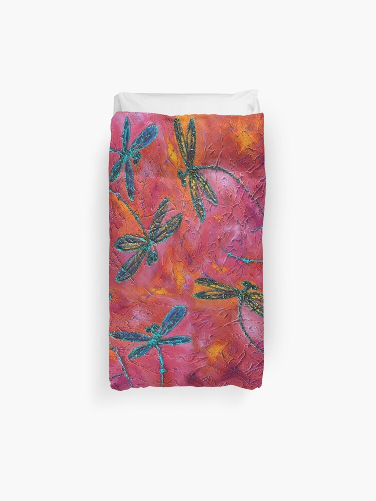 Dragonfly Dance Hot Fuchsia Duvet Cover By Lyndseyart Redbubble