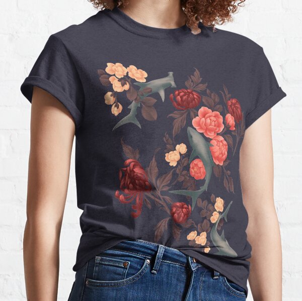 Botanical Shark (Red and Blue) Classic T-Shirt