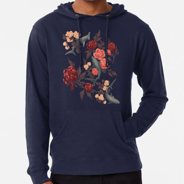 Botanical Shark (Red and Blue) Lightweight Hoodie