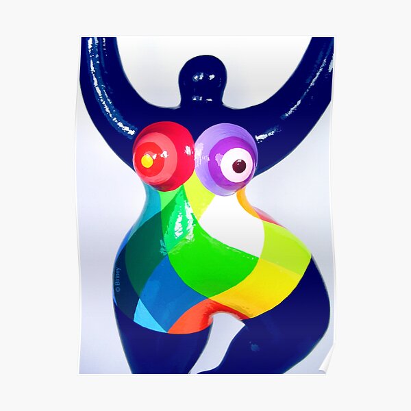 Blue Nana Biriney - with coloured polygones Poster