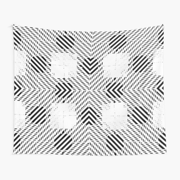 #Illustration, #pattern, #decoration, #design, abstract, black and white, monochrome, circle, geometric shape Tapestry