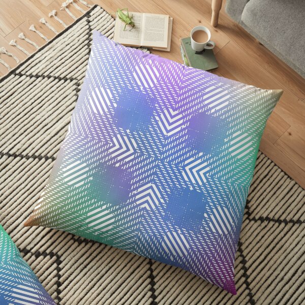 #Illustration, #pattern, #decoration, #design, abstract, black and white, monochrome, circle, geometric shape Floor Pillow