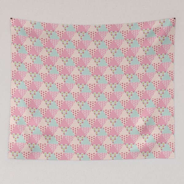 Item preview, Spring flowers triangle patchwork quilt designed and sold by Petits Pixels.