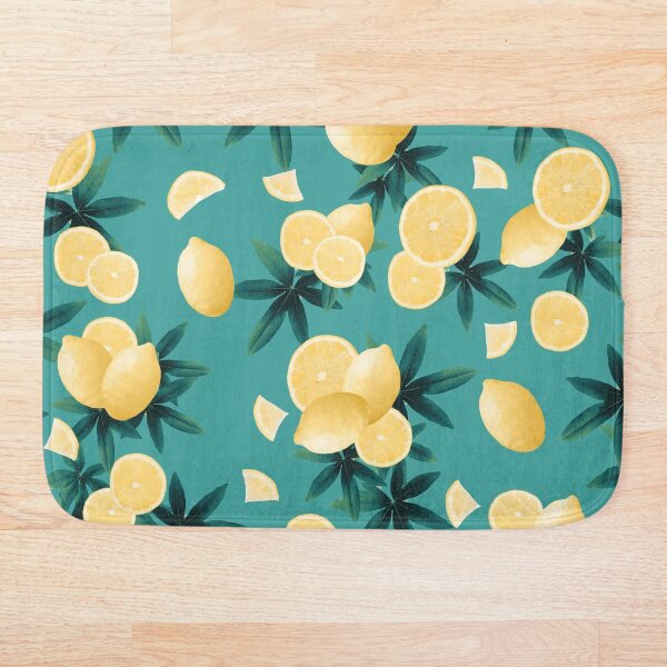 Lemon Twist Vibes #6 #tropical #fruit #decor #art Bath Mat
