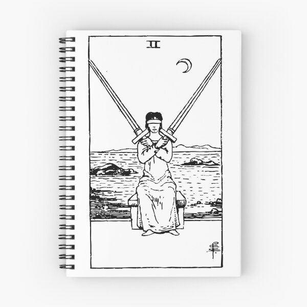 Item preview, Tarot Card : 2 of Swords | Two of Swords black & white designed and sold by tarotcarddesign.