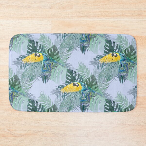Item preview, Tropical Marbled Paper Parrot with Jungle Leaves-Blue designed and sold by MarbleCloud.