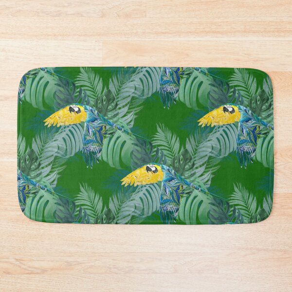 Item preview, Tropical Marbled Paper Parrot with Jungle Leaves-Green designed and sold by MarbleCloud.