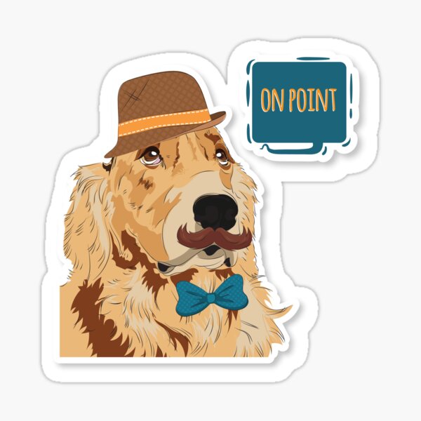 Hipster Golden Retriever "On Point" Sticker