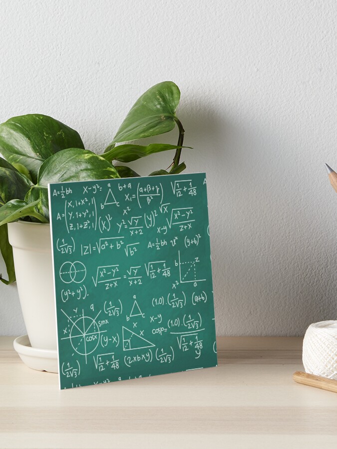 Math Formulas Chalkboard School Geek Art Board Print for Sale by