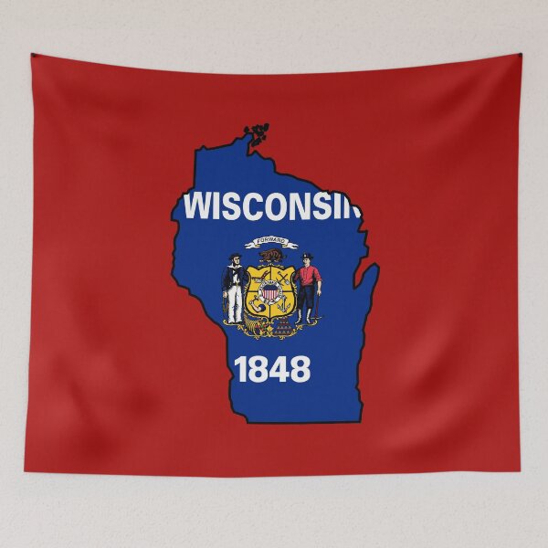Item preview, U.S. STATES FLAGS/OUTLINES - WISCONSIN designed and sold by WOOFANG.