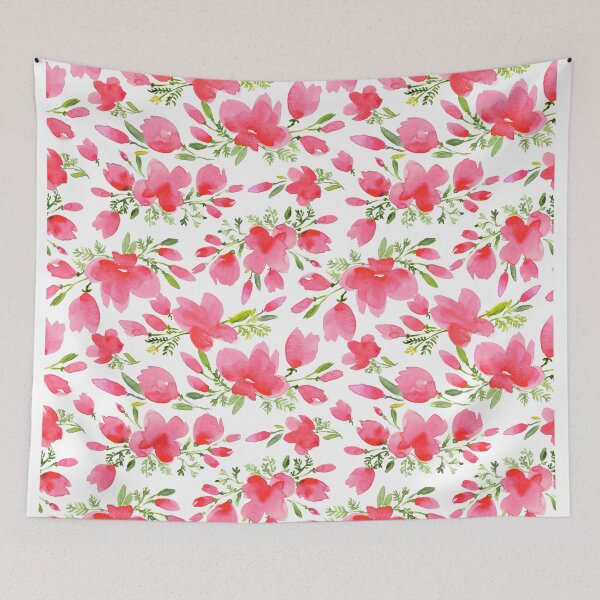 Item preview, Pink watercolor poppies pattern (white/pink) designed and sold by blursbyai.