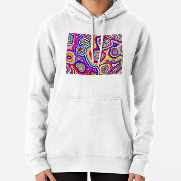 Psychedelic Rainbow Ripple Pattern Digital Painting Pullover Hoodie