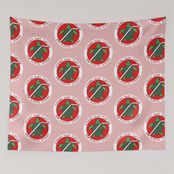 Item preview, Straws Hurt Turtles- Ban Plastic Straws designed and sold by syrupsaesthetic.