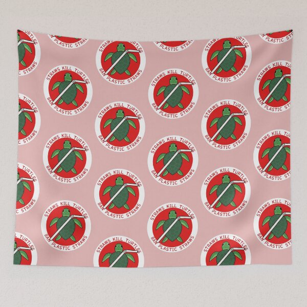Item preview, Straws Kill Turtles- Ban Plastic Straws designed and sold by syrupsaesthetic.
