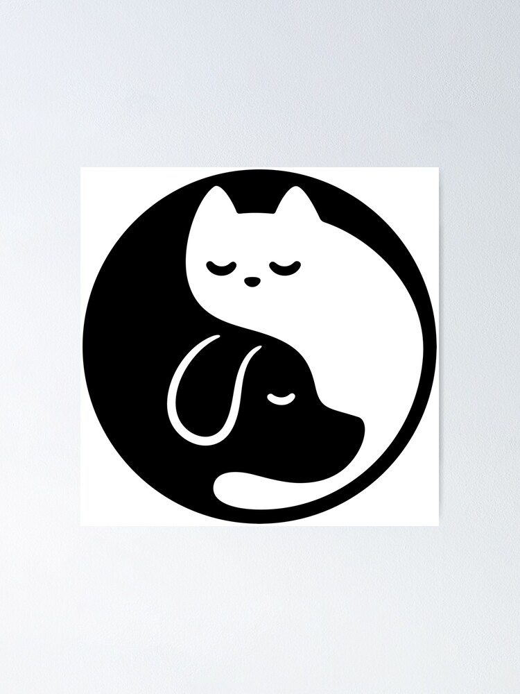 Poster Yin Yang Chat Et Chien Par Irmirx Redbubble