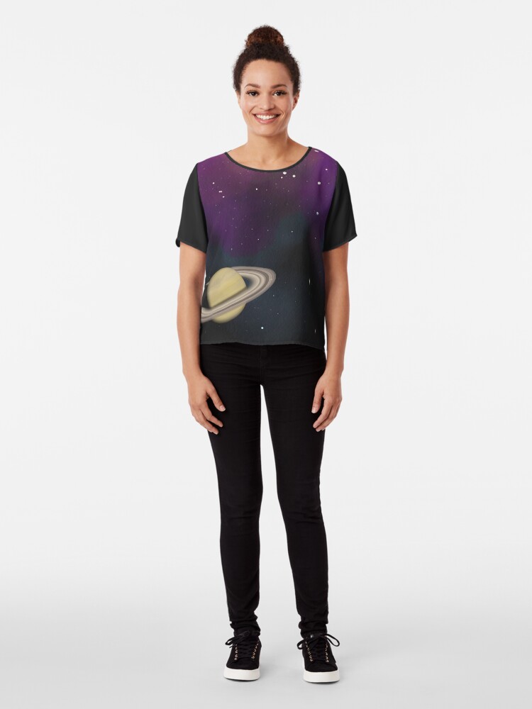 Alternate view of Saturn - Alien Ring Planet and Galaxy Chiffon Top