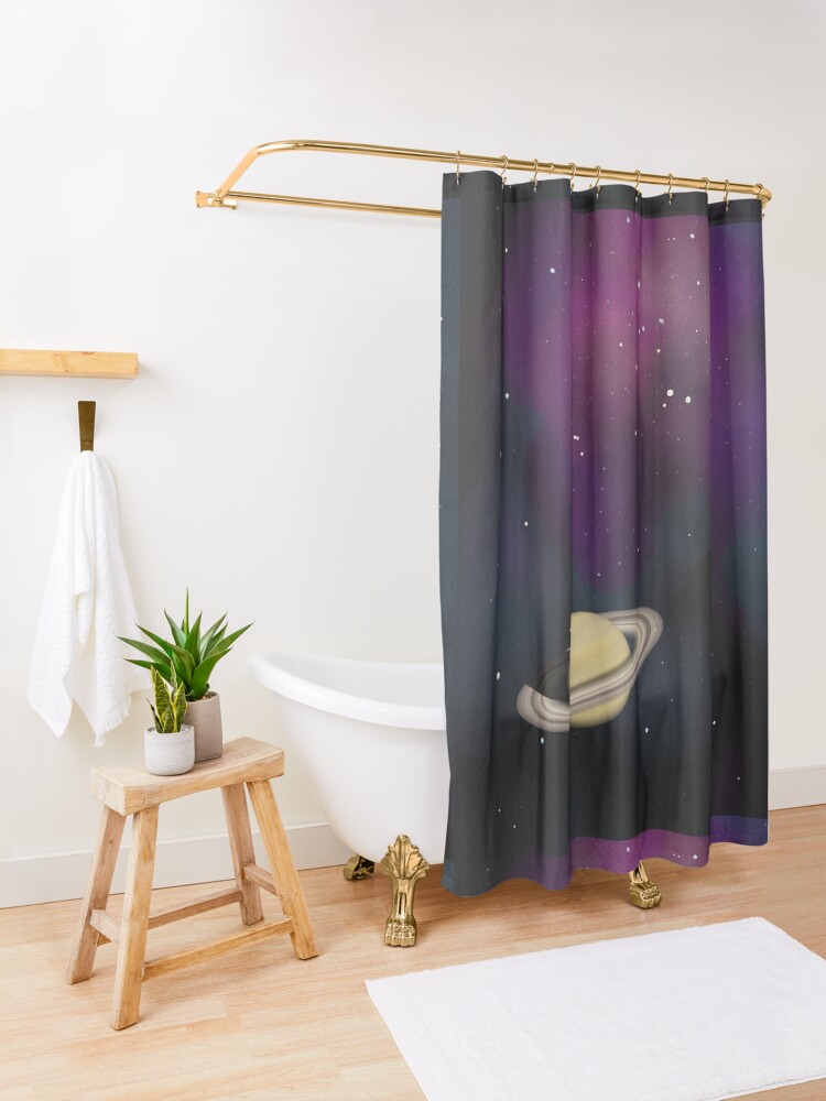 Alternate view of Saturn - Alien Ring Planet and Galaxy Shower Curtain