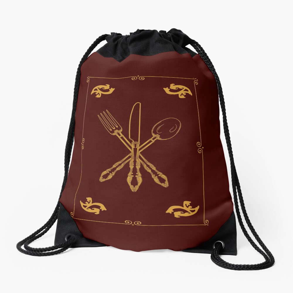 Just Add Magic Utensils Gold with Border Drawstring Bag
