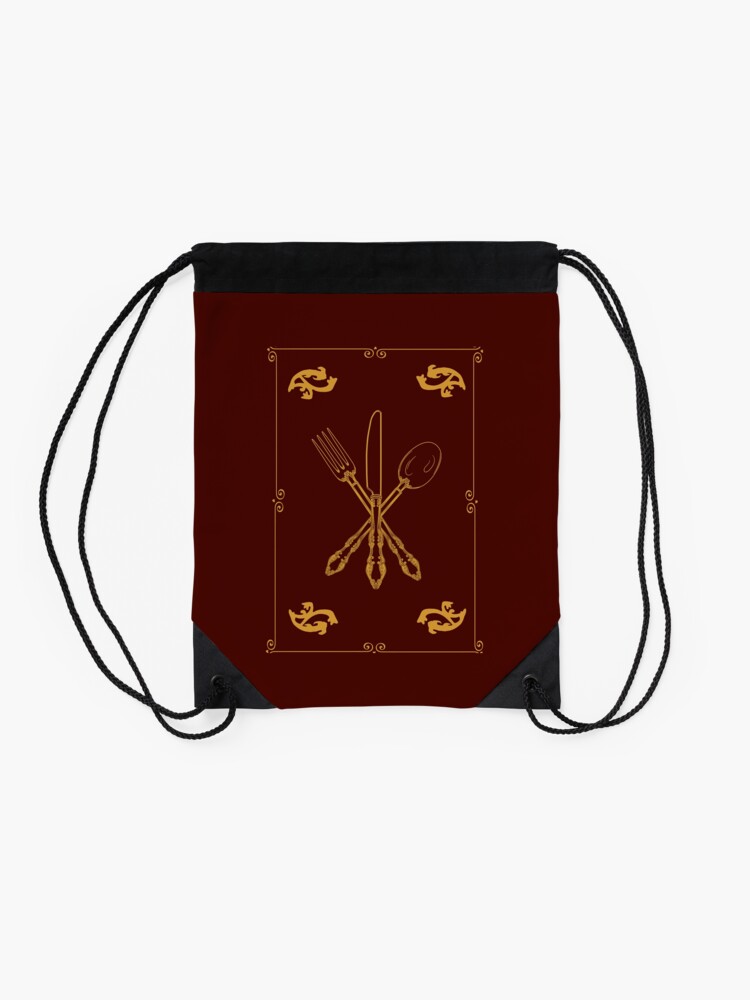 Alternate view of Just Add Magic Utensils Gold with Border Drawstring Bag