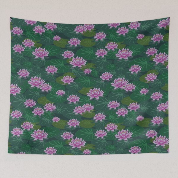 Item preview,  pink water lilies green pattern designed and sold by FVO-italydesign.