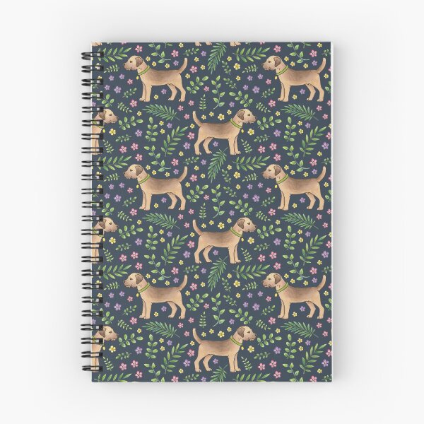 Item preview, Border Terriers Spring Floral on navy - pattern designed and sold by HazelFisher.
