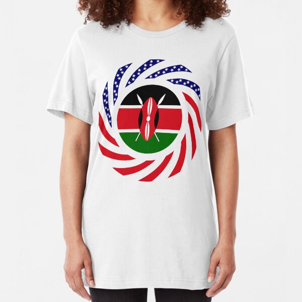 Kenyan American Multinational Patriot Flag Series Slim Fit T-Shirt