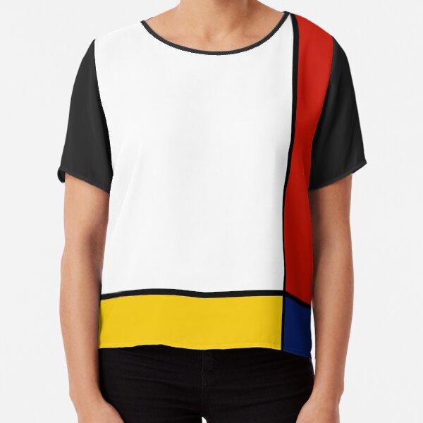 Mondrian Style Abstract Art Chiffon Top