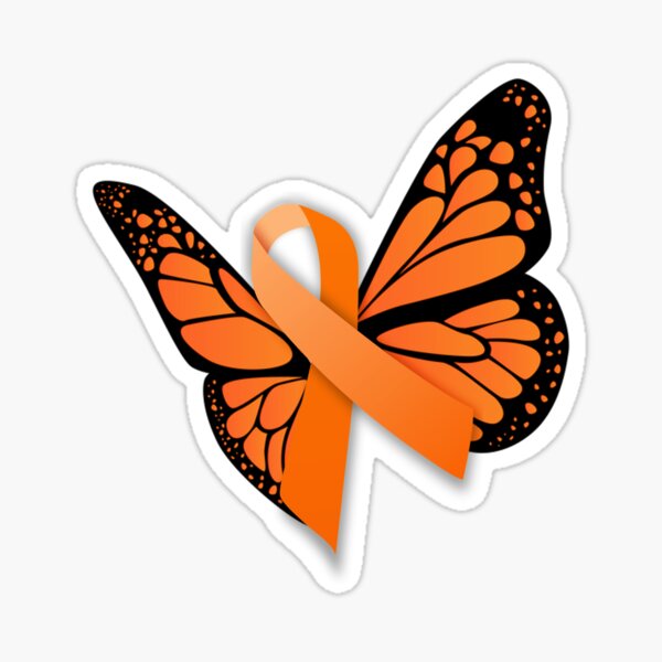 "Orange Butterfly Awareness Ribbon" Sticker for Sale by waitwhoami