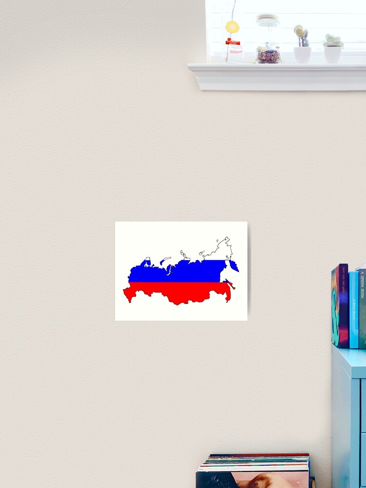 Russia Map with Russian Flag Photographic Print for Sale by Havocgirl