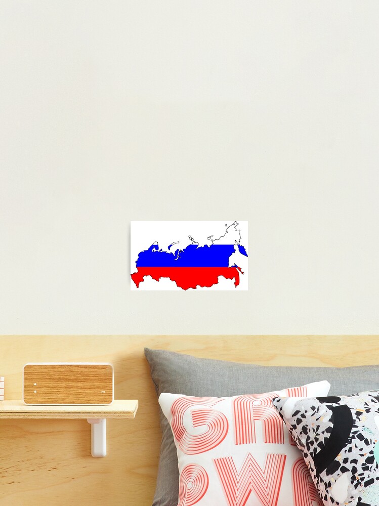 Russia Map with Russian Flag Photographic Print for Sale by Havocgirl