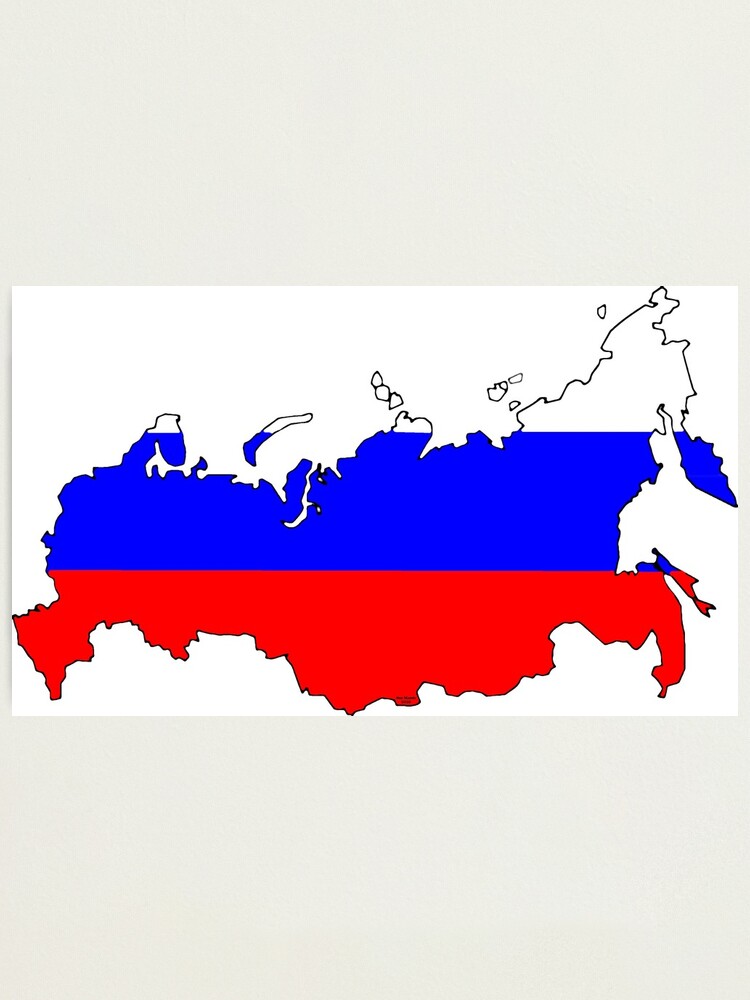 Russia Map with Russian Flag Photographic Print for Sale by Havocgirl