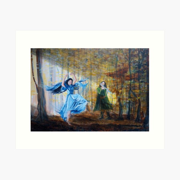 Luthien dances in the autumn woods Art Print
