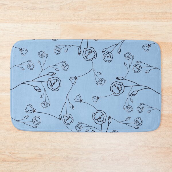 Item preview, Hand Drawn Black Flowers on Cornflower Blue Background designed and sold by infinitygrafix.