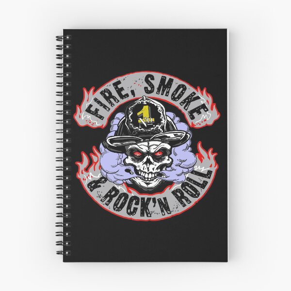 Item preview, Fire, Smoke and Rock`n Roll. Skull as Firefighter. designed and sold by StickerApe.