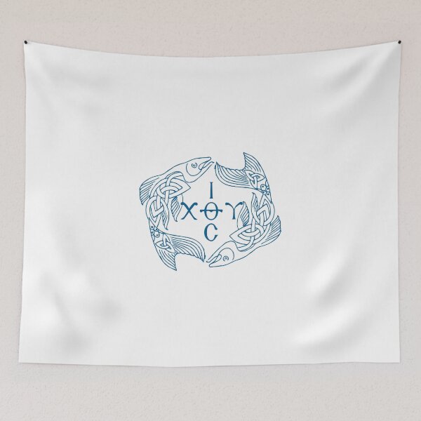 Item preview, Blue Ichthys - Ιχθυς - Jesus Christ Son of God Saviour designed and sold by EkromDesigns.