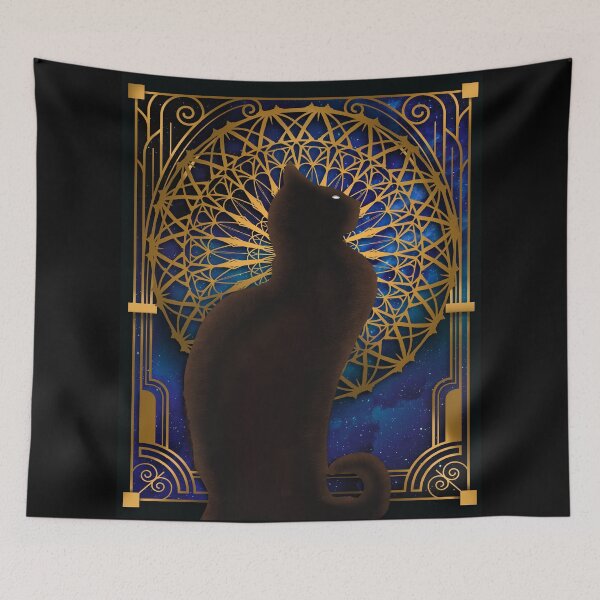 Item preview, Celestial Sable - Black Cat And Night Magic Mandala  designed and sold by BunnyThePainter.