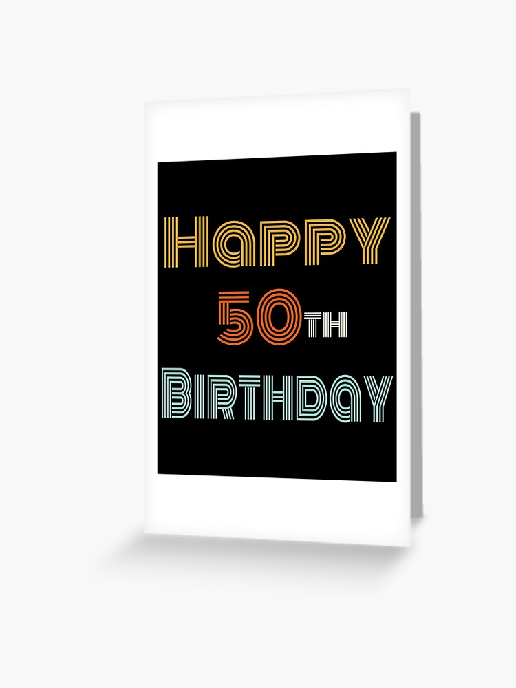 Happy 50th Birthday Colorful Typography Greeting Card Stock