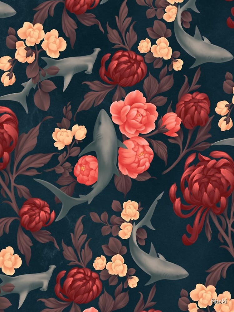 Botanical Shark (Red and Blue) by fioski