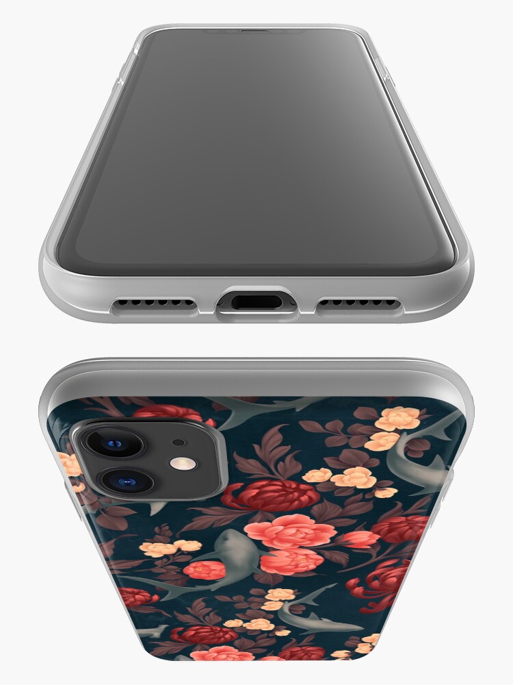 Alternate view of Botanical Shark (Red and Blue) iPhone Case & Cover