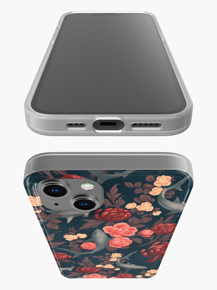 Alternate view of Botanical Shark (Red and Blue) iPhone Case