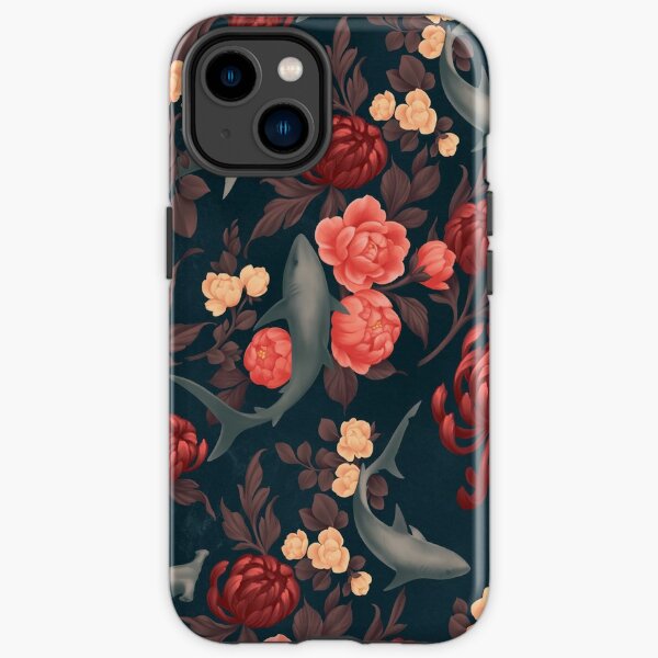 Botanical Shark (Red and Blue) iPhone Tough Case